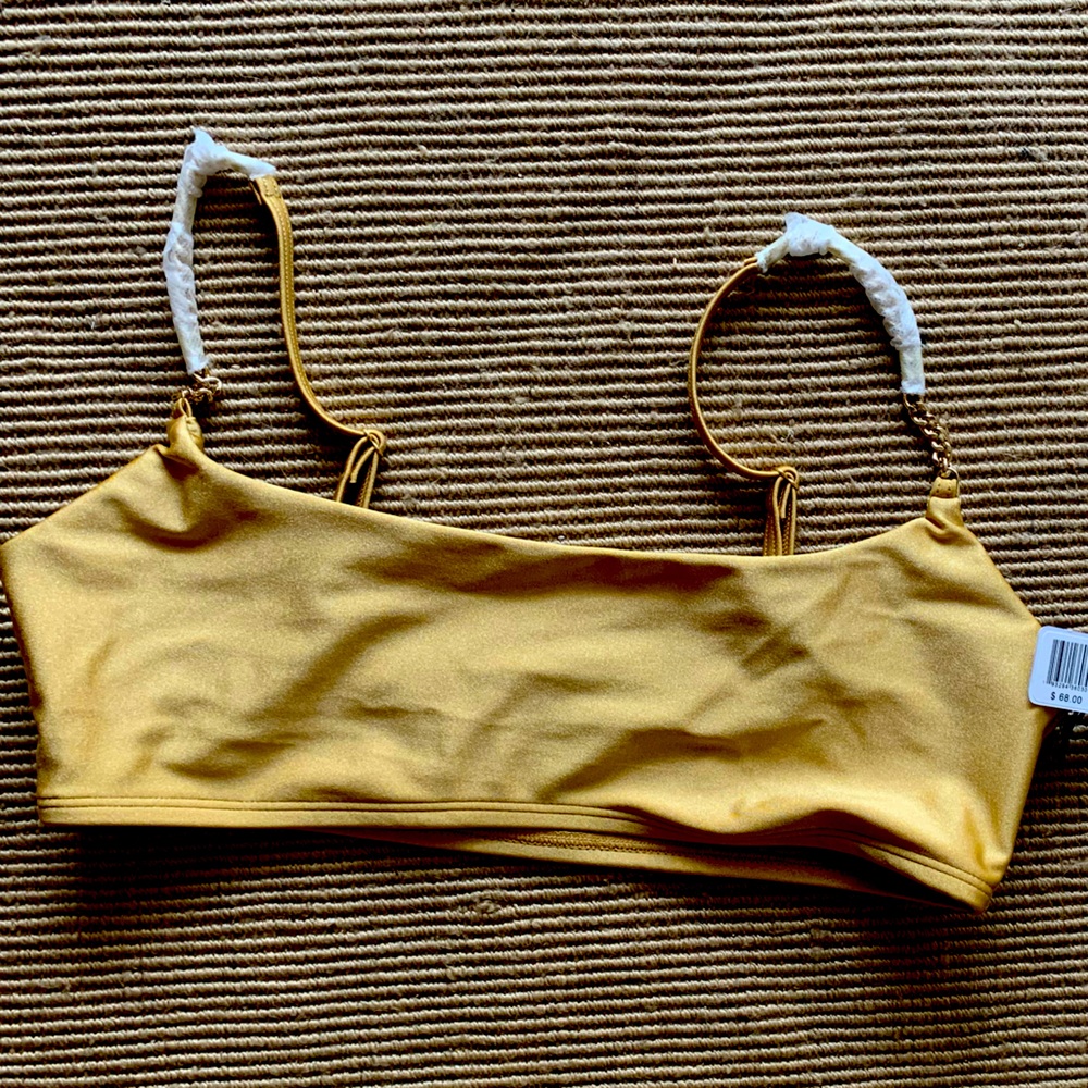 NWT! We wore what Metallic gold yoga pants and bra with gold chain